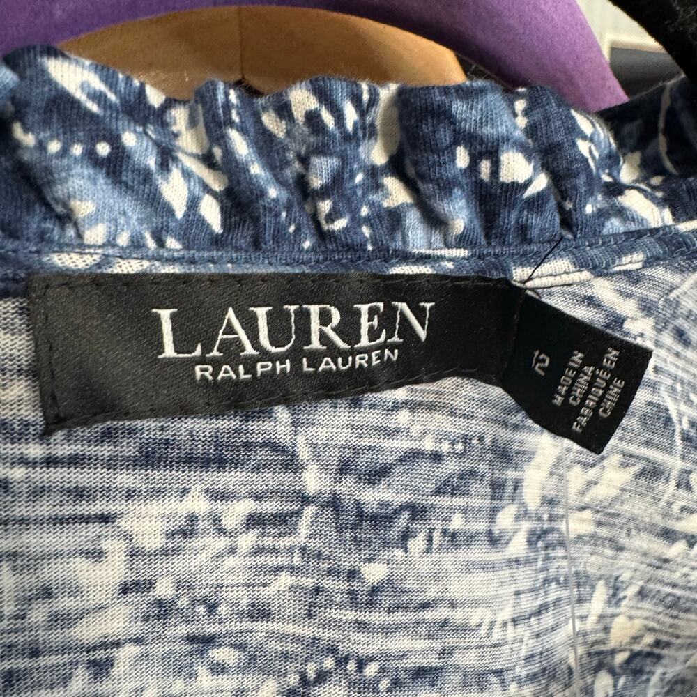 Lauren Ralph Lauren Tiered Floral Linen Blend Dress Smocked Beach Coastal Sz 12 - Picture 14 of 14
